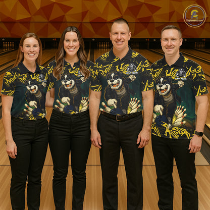 Black and Yellow Camo Funny Bulldog Bowling Shirts For Men Custom Cool Bowling Outfits Team Jerseys NQS11215