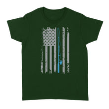 Load image into Gallery viewer, American flag fishing shirt vintage fishing - Standard Women's T-shirt