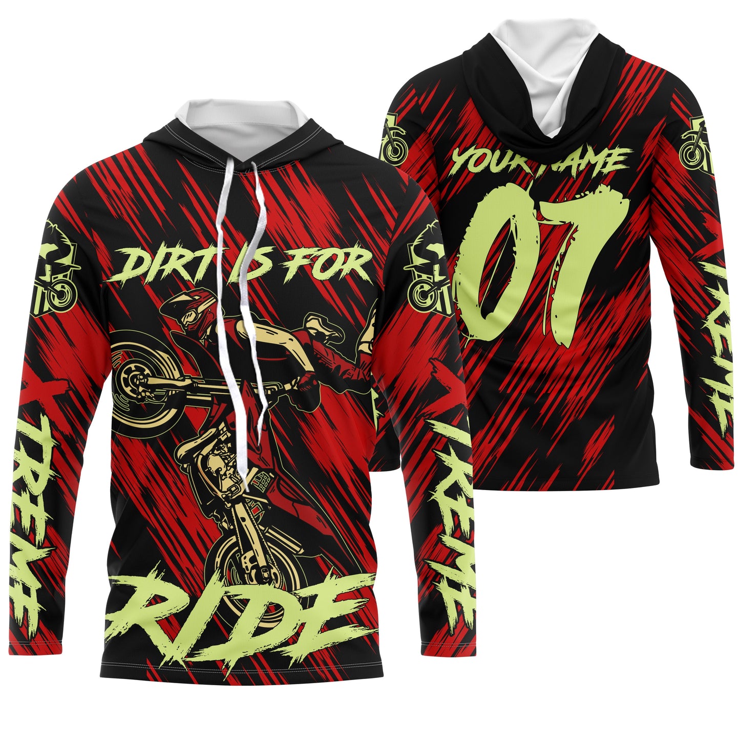Motocross custom red kid&adult jersey UV protective shirt Dirt Is For Ride extreme motorcycle PDT50