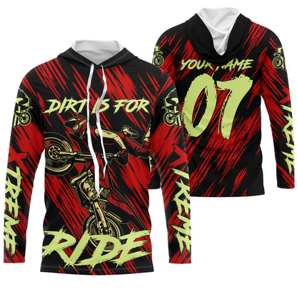 Motocross custom red kid&adult jersey UV protective shirt Dirt Is For Ride extreme motorcycle PDT50