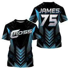 Load image into Gallery viewer, Blue kid adult youth Motocross jersey personalized UV protective MX biker cross motorcycle shirt PDT36