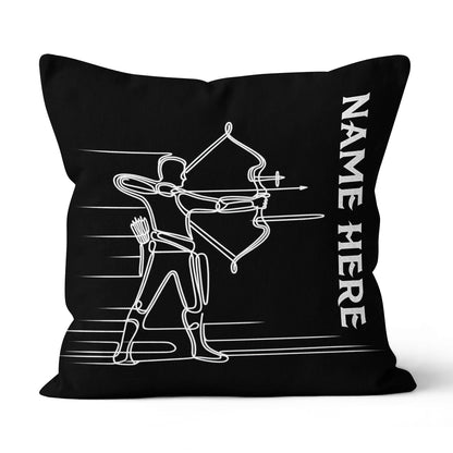 Personalized Men Archer Line Drawing Black Pillow, Archery Pillow Gifts TDM0858