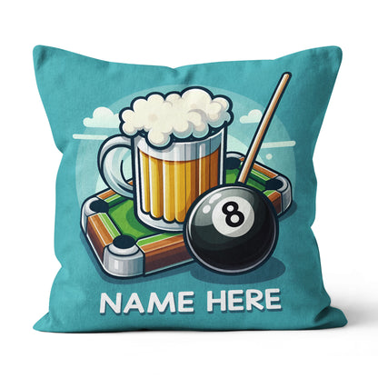 Personalized Funny Beer And Billiards 8 Ball Throw Pillow Billiard Gifts VHM0929