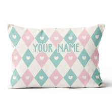 Load image into Gallery viewer, Argyle Pattern With Hearts Custom Cute Throw Pillow Personalized Gifts LDT1126