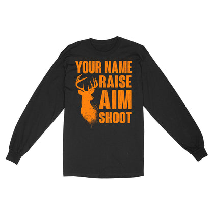 Raise Aim Shoot Hunter Deer Hunting Gifts For Men Dad Custom Name Standard Long Sleeve FSD2124D06