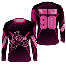 Load image into Gallery viewer, Custom womens motocross jersey UV protect kid&amp;adult pink dirt bike girl MX off-road long sleeve| NMS889