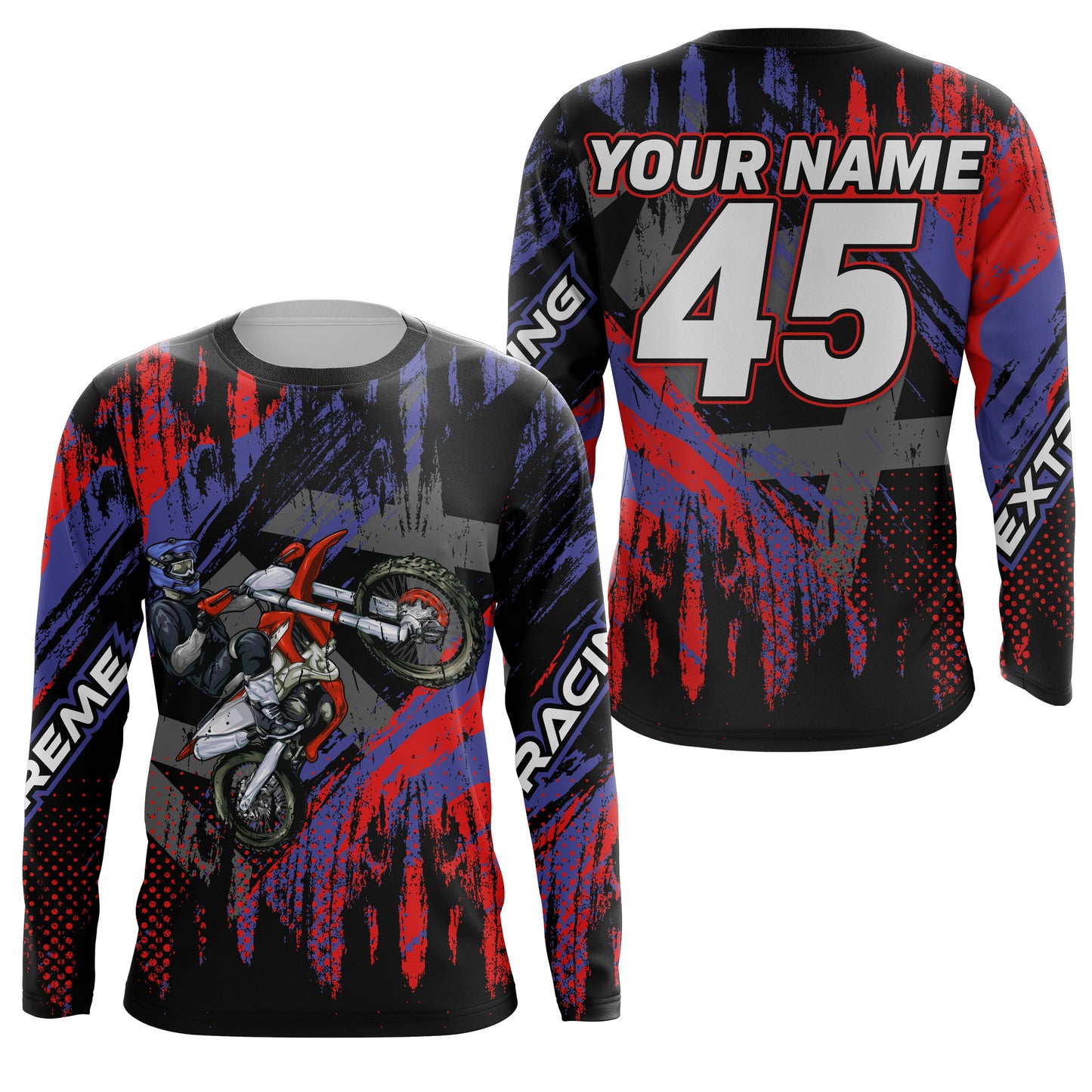 Personalized red MX jersey UPF30+ kid men women racing off-road dirt bike extreme motorcycle PDT56