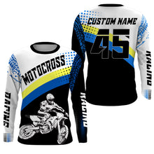 Load image into Gallery viewer, Custom motocross jersey blue UPF30+ men women kid dirt bike racing off-road motorcycle long sleeve NMS1003