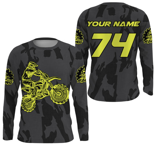 Custom number&name dirt bike racing jerseys black motocross youth men women UV offroad long sleeve PDT164