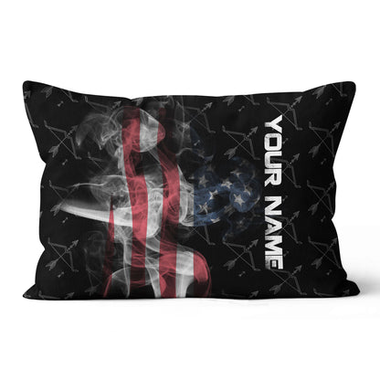 Personalized Smoke US Flag Bow Archery Pillow Custom Pillow Archery Gift VHM0848