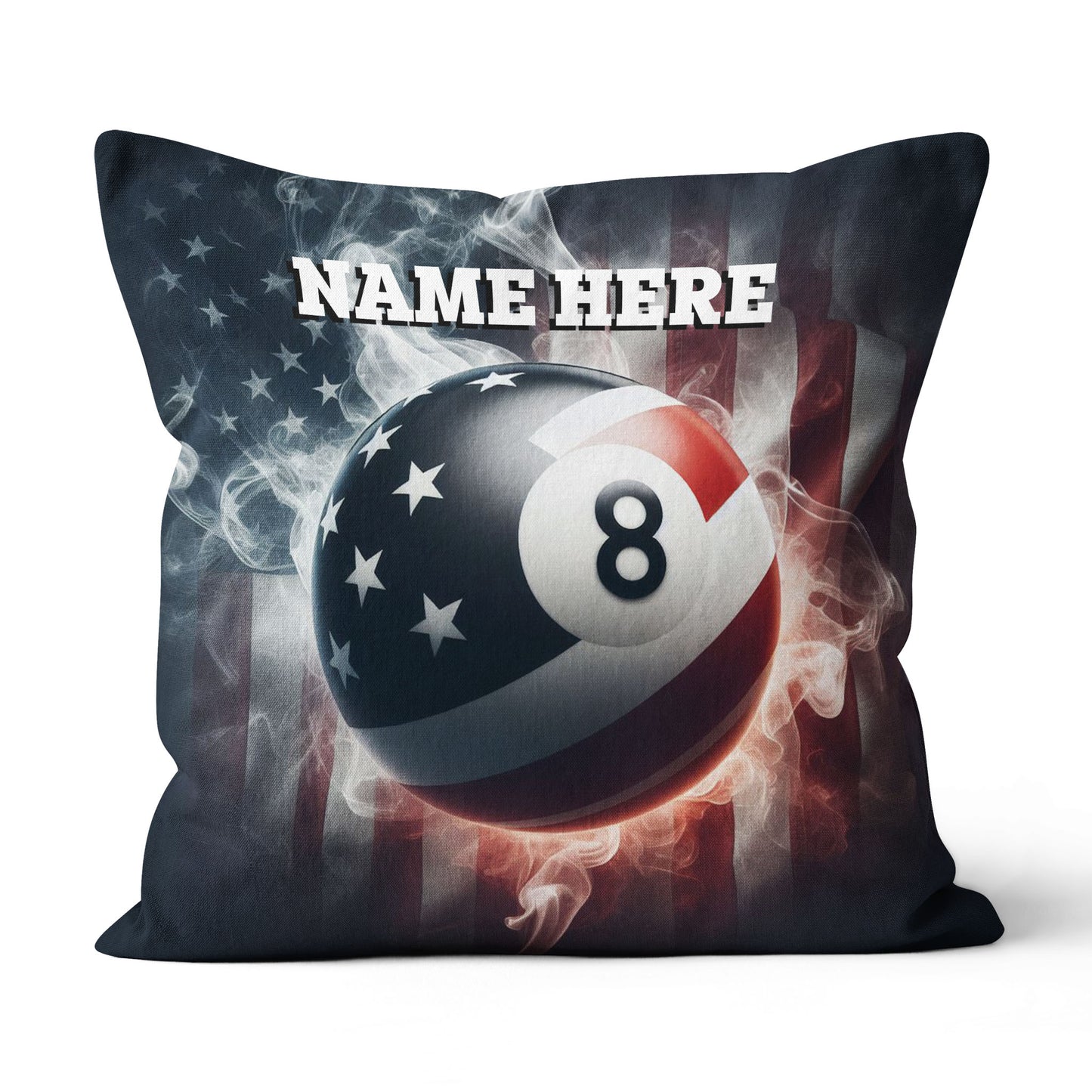 Personalized 8 Ball Pool US Flag Smoke Pillow, Patriotic Billiard Pillow TDM0852