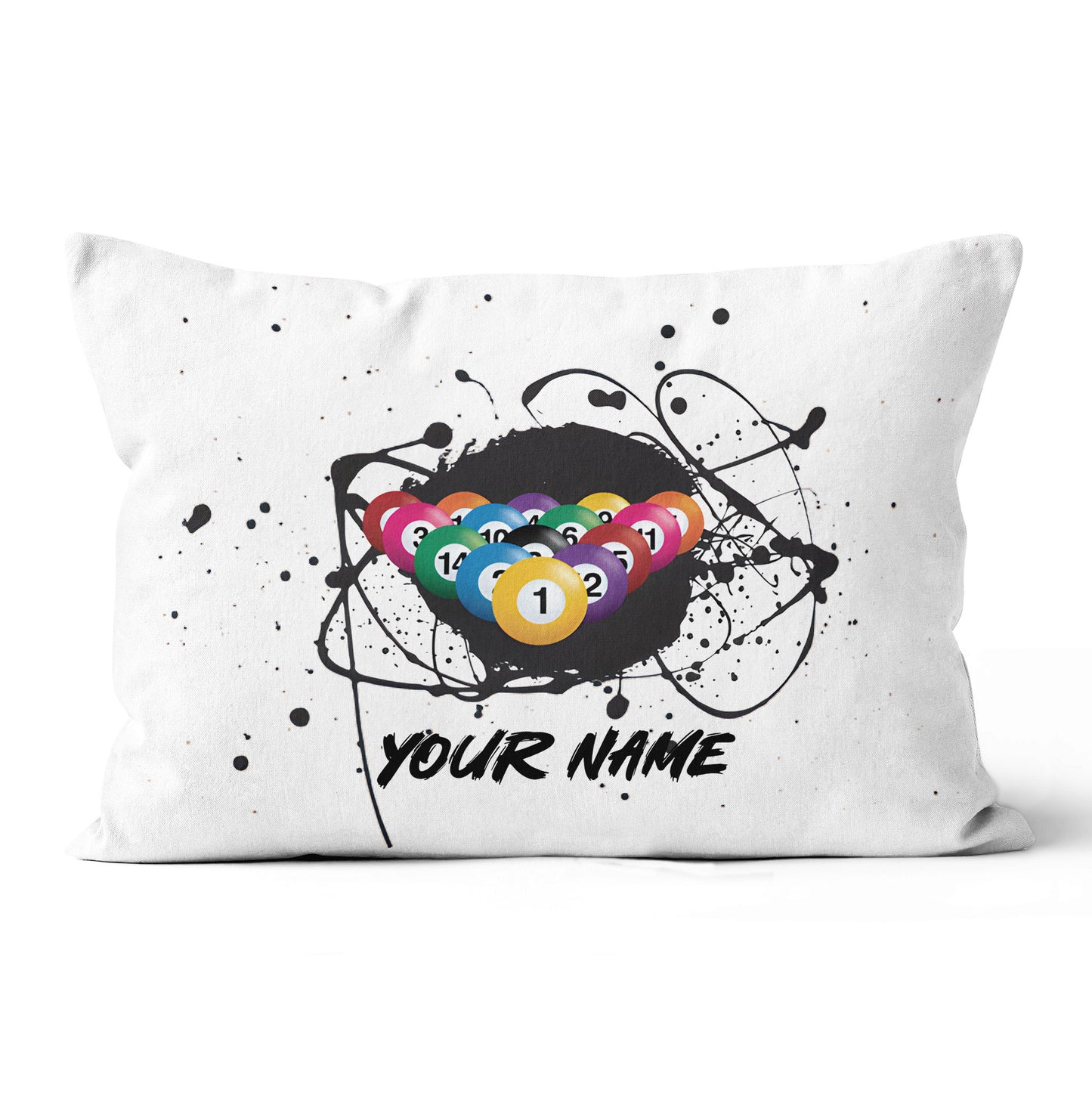 Custom Grunge Billiard Balls White Pillow, Personalized Pillows Billiard TDM0790