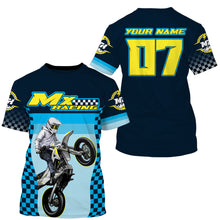 Load image into Gallery viewer, Kid adult youth Motocross jersey custom blue flag racing UPF30+ off-road biker riding motorcycle PDT117