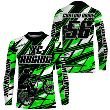 Load image into Gallery viewer, Green XC mountain bike jersey UPF30+ Cross-country kid adult MTB shirt cycling gear| SLC107