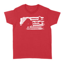 Load image into Gallery viewer, Pheasant hunting with dog American flag patriotic hunting, dog hunting pheasant shirt D01 NQS2582 Standard Women's T-shirt