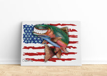 Load image into Gallery viewer, Rainbow Trout fly fishing with American flag ChipteeAmz's art Matte Canvas AT024