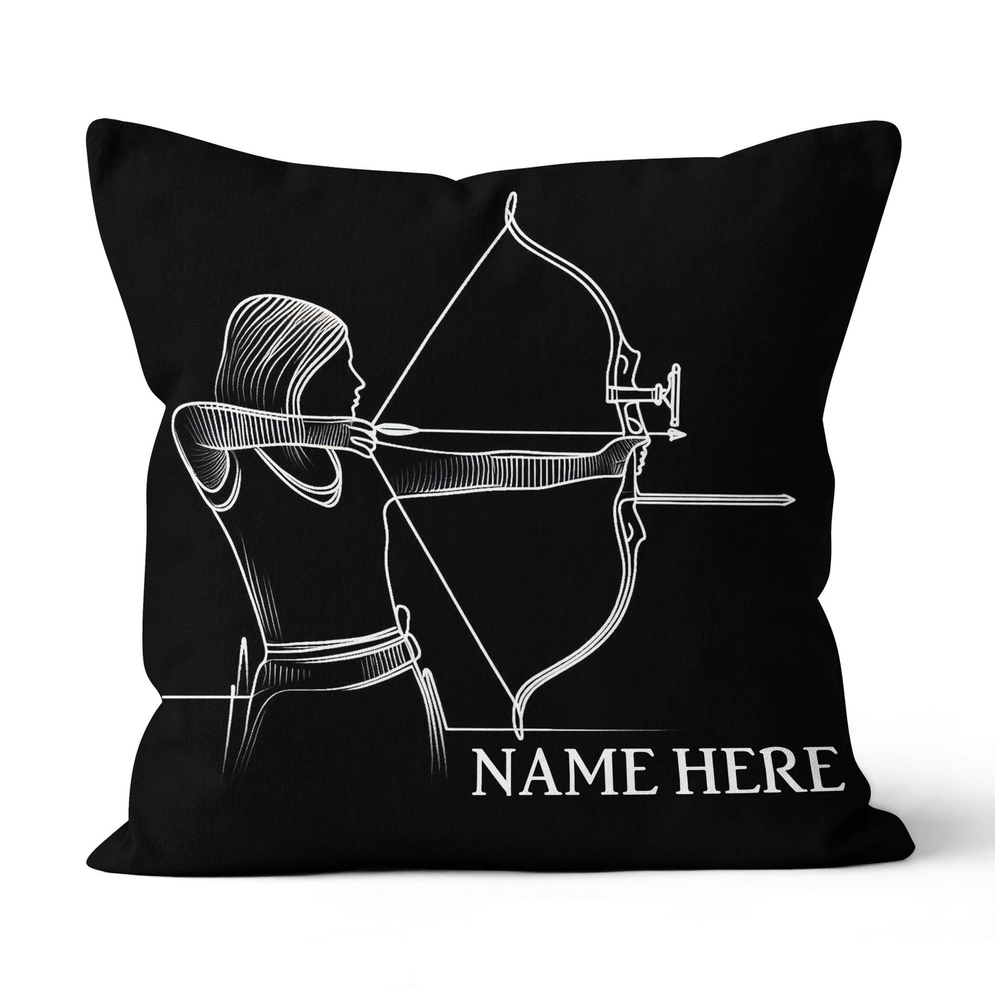 Customized Women Archer Line Drawing Black Pillow, Archery Pillow Gifts TDM0855