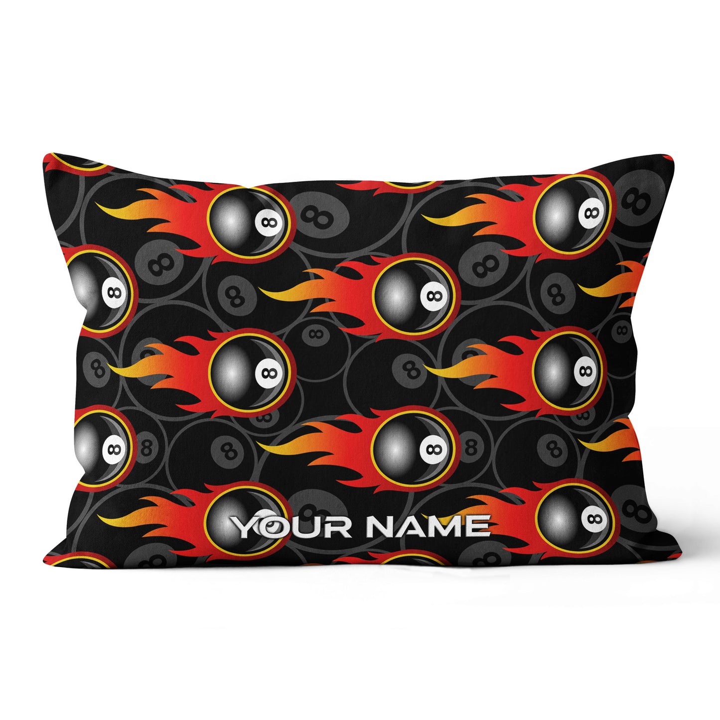 Custom 8 Ball Flame Full Printing Billiard Pillow, Snooker Pool Gifts TDM0749