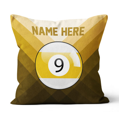 Personalized Yellow 9 Ball Billiard Pillow Custom Gifts For Pool Players VHM0927