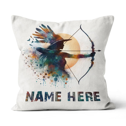 Personalized Watercolor Woman Archer Archery Pillow Custom Archery Gifts VHM0931