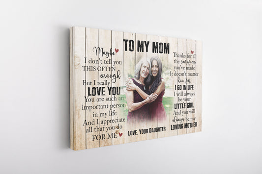 Personalized Canvas| To My Mom I Love You| Birthday Gift for Her, Mother, Mom| Thoughtful Gift on Mother's Day, Christmas| N1505