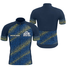 Load image into Gallery viewer, Blue Mens cycling jersey Custom cycle gear with 3 pockets Anti-UV full zip MTB BMX racewear| SLC118