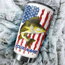 Load image into Gallery viewer, 1pc Walleye fishing American flag angry Walleye ChipteeAmz's art Custom Stainless Steel Tumbler Cup AT059