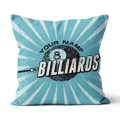 Personalized Blue Vintage 8 Ball Billiards Pillow Custom Billiards Gifts VHM0823