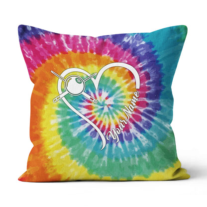 Personalized Billiards Heart Colorful Tie Dye Full Printing Throw Pillow TDM0760