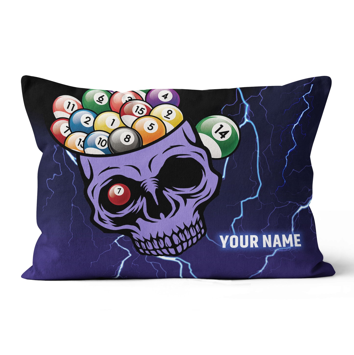 Customized 3D Skull Thunder Billiard Pillow Purple Version, Best Pillows TDM0758