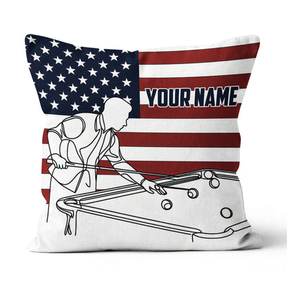 Patriotic US Flag Billiard Player Pillows Custom Billiard Throw Pillow TDM0823