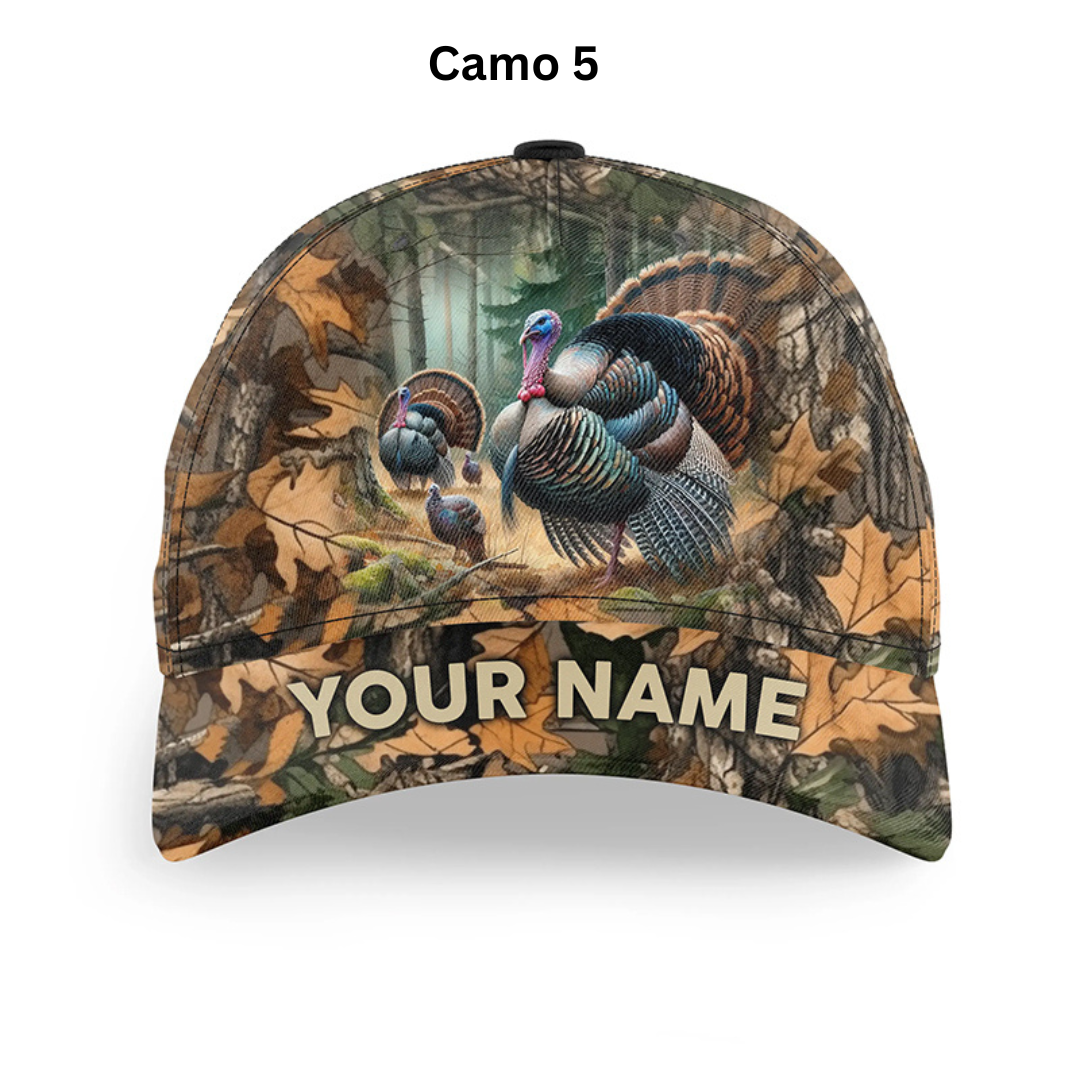 Personalized Turkey Hunting Hats, Snapback Baseball Camo Hat Turkey Hunting gear, Hunting Gifts FSD4415