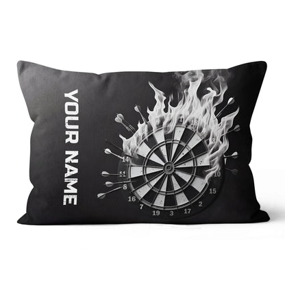 Black White Darts Flame Custom Throw Pillow Personalized Darts Gifts LDT1159