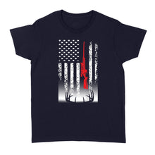 Load image into Gallery viewer, Deer hunting Women's T-shirt USA flag Shirts for Deer hunter - FSD869