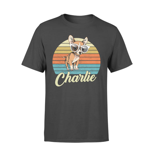Custom name awesome Chihuahua 1970s vintage retro personalized gift - Standard T-shirt