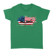 Load image into Gallery viewer, Custom name American Flag Fish Hook fishing Women's T-shirt, personalized fishing apparel gift for Fishing lovers- NQS1198