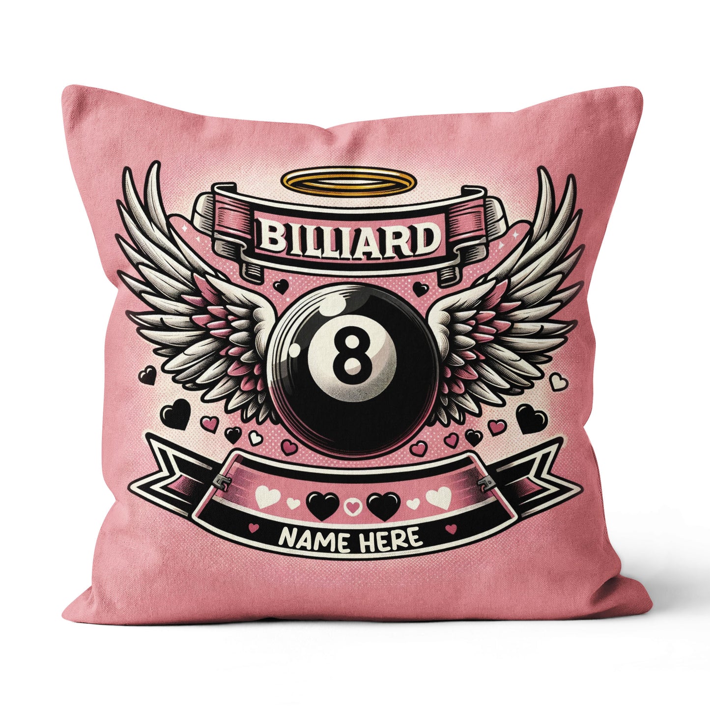 Personalized 8 Ball Pool With Wings Pillow Best Billiard Valentine Gifts TDM0885