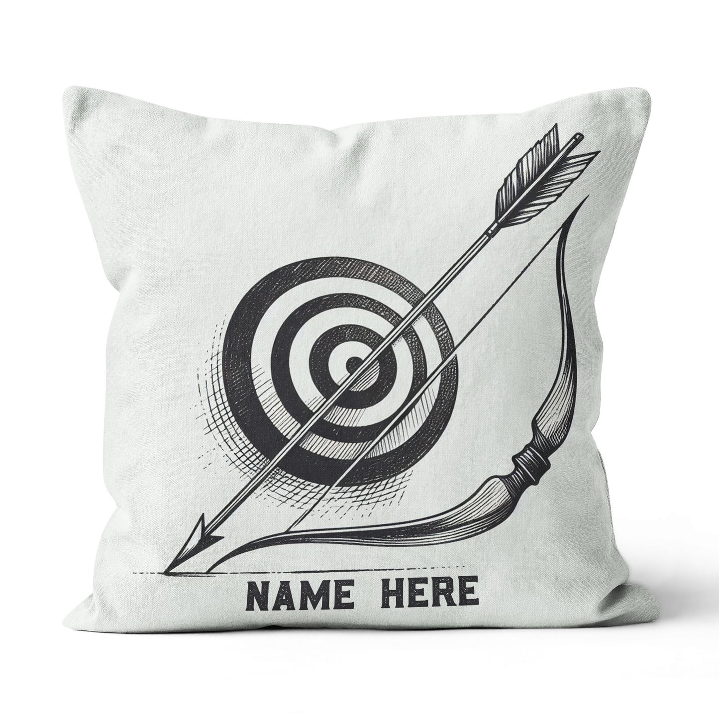 Personalized Target Bow Arrow Archery Line Drawing Pillow, Archery Gifts VHM0913