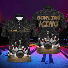 Load image into Gallery viewer, Bowling King Men Polo Shirt, Personalized Name Bowlers Jersey Short Sleeves NBP86