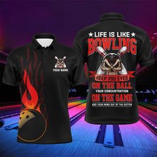 Load image into Gallery viewer, Flame Men Polo Bowling Shirt, Personalized Skull Bowlers Jersey Short Sleeves NBP61