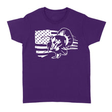 Load image into Gallery viewer, Turkey Hunting American flag women's T-shirt gifts for hunter - FSD1318D06