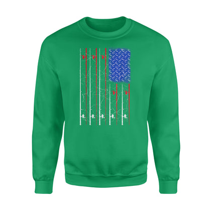 American US Flag Fishing Rod Shirt, Fisherman Gift D06 NQSD302 - Standard Crew Neck Sweatshirt