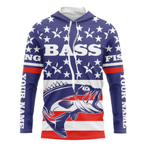 Load image into Gallery viewer, Bass Fishing American Flag Custom UV Long sleeves shirts, personalized Patriotic fishing apparel gifts TMTS017