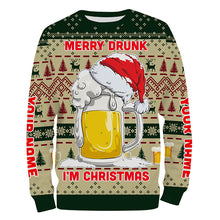 Load image into Gallery viewer, Funny Festive Drinking Gift Merry Drunk I'm Christmas Ugly Sweater Customize Name 3D Shirt TTN101