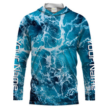 Load image into Gallery viewer, Custom Saltwater Long sleeve Fishing Shirts UV Protection, Sea wave camo Fishing Shirts - IPHW1329