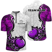 Load image into Gallery viewer, Custom Purple Flame Bowling Shirts For Men Bowling Ball Pattern Bowling Team Jerseys For Bowlers IPHW5511