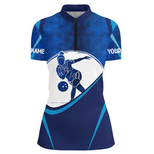 Load image into Gallery viewer, Customized Name Women'S Blue Bowling Jerseys, Personalized Bowling Shirts For Women IPHW4201