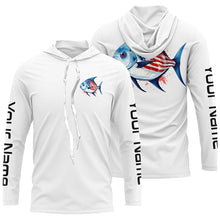 Load image into Gallery viewer, Pompano Fishing American Flag Custom Long Sleeve Fishing Shirts, Patriotic Fishing Jerseys IPHW4784