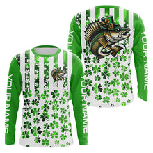 Load image into Gallery viewer, Personalized St Patrick'S Day Walleye Long Sleeve Fishing Shirts, Patriotic Walleye Fishing Jerseys IPHW5902