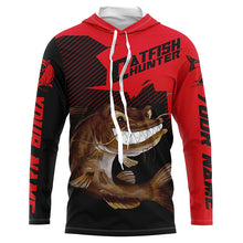 Load image into Gallery viewer, Angry Catfish Custom Long Sleeve Fishing Shirts, Catfish Hunter Fishing Jerseys | Black And Red IPHW4287